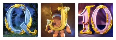 Q, J and 10 card symbols