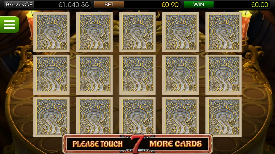Tarot Card Bonus Round card selection screen with several cards already revealed